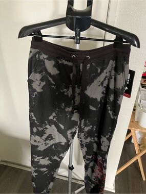 Fila Black and Gray Tie-Dye Sleepwear Pants